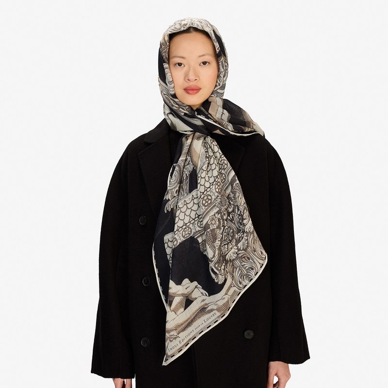 【INOUI EDITIONS】ARCHIVES 羊毛围巾80 - 黑 - 围巾/披肩 - 羊毛 黑色