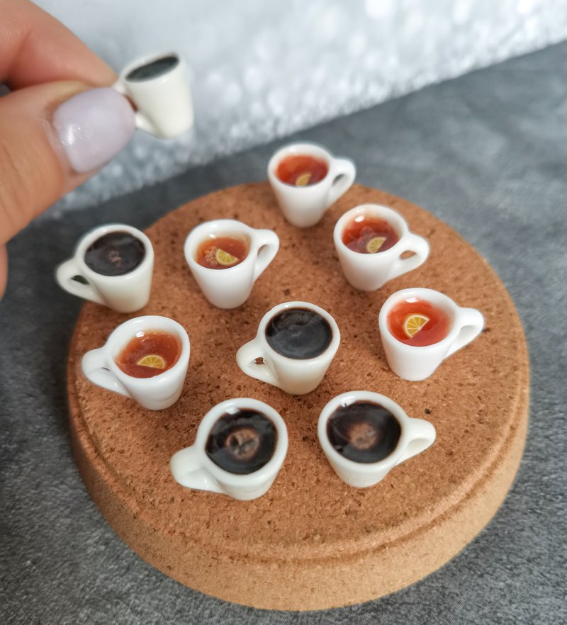 芭比饮料配件杯茶杯咖啡迷你品牌玩具屋食物 - 其他 - 粘土 多色