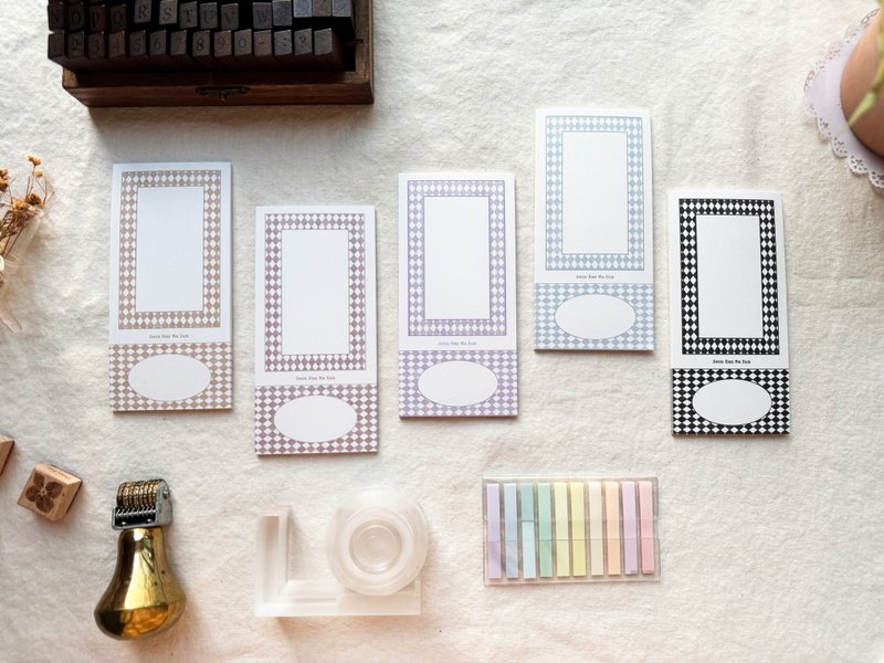 柔和粉彩色系 菱格纹memo纸 - 便条纸/标签贴 - 纸 多色