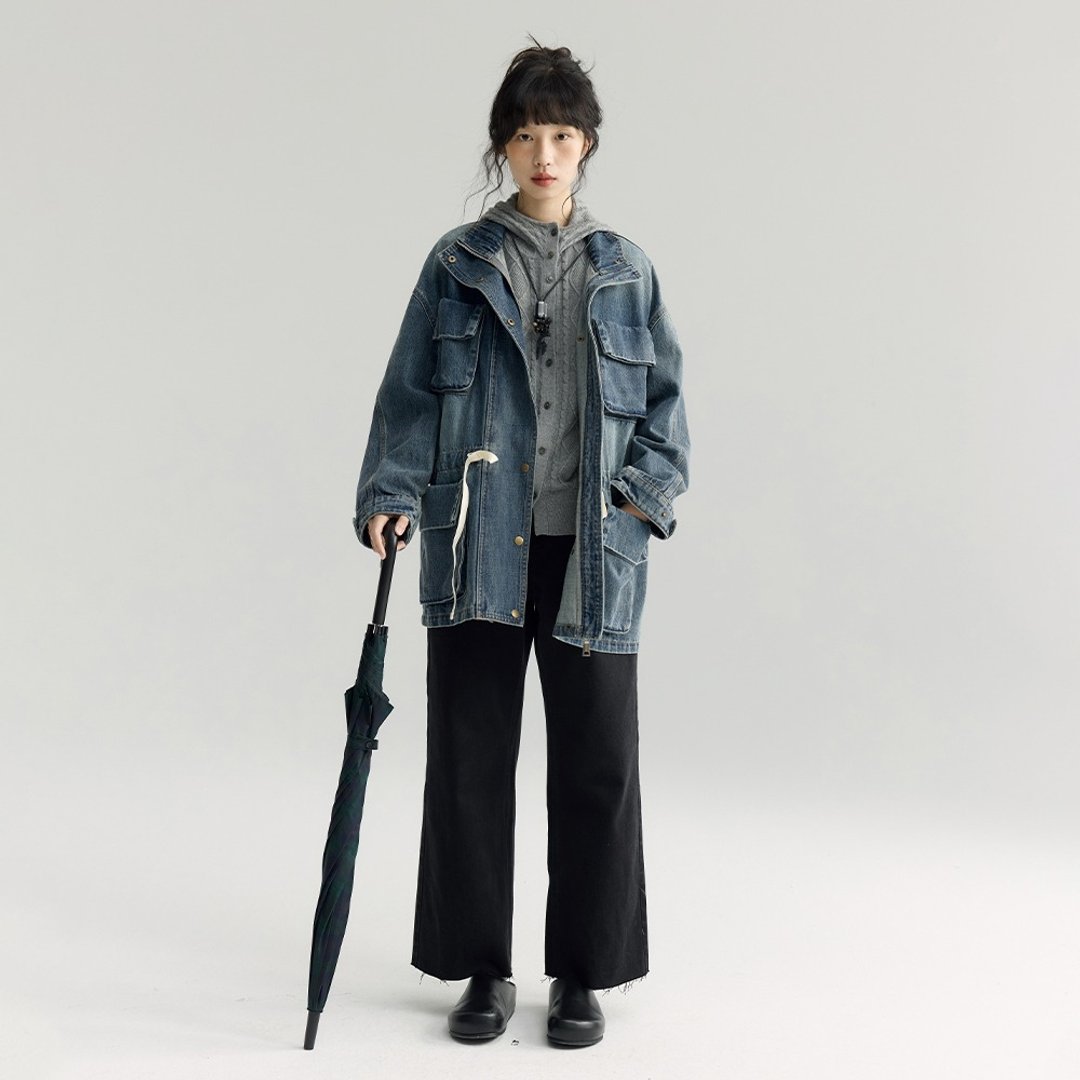 多口袋工装牛仔外套|外套|两色|秋款|Sora-1897 - 女装休闲/机能外套 - 棉 多色