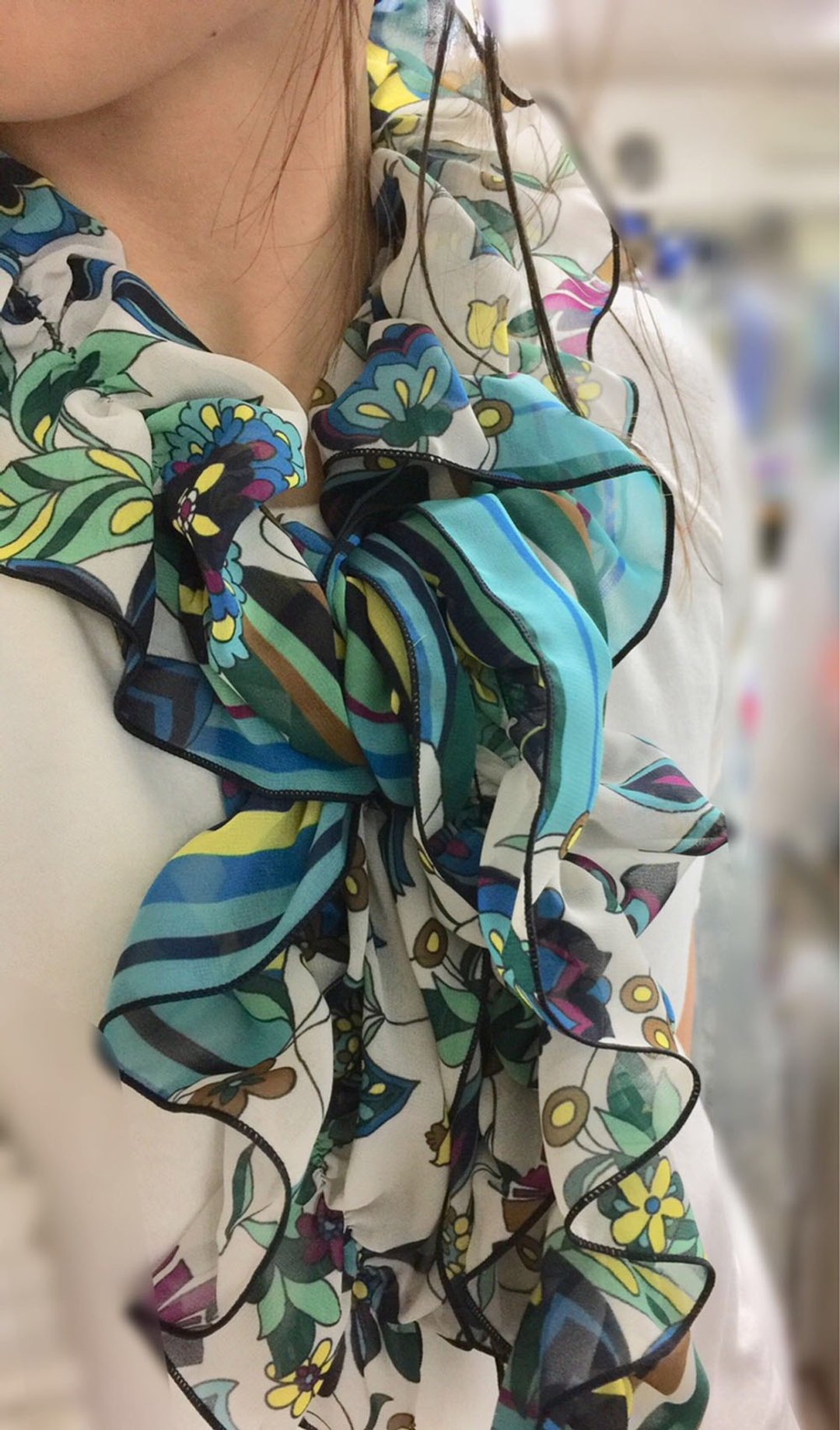 Ballett Kyoto 出品｜Ballett 多条纹松紧褶皱丝巾｜采用不易起皱的柔软雪纺材质 - 丝巾 - 聚酯纤维 紫色