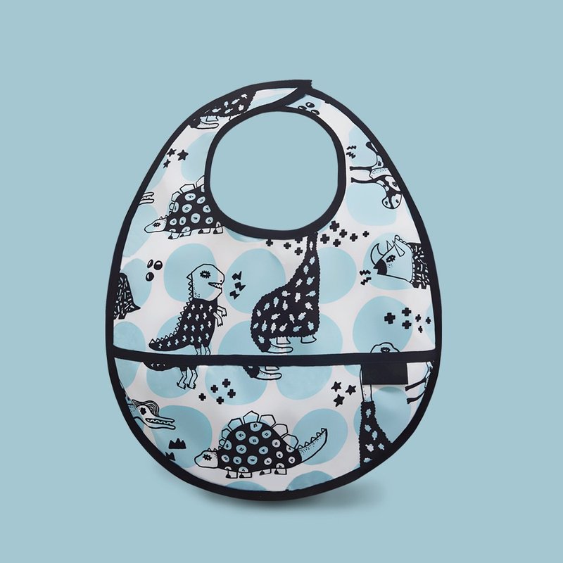 防水围兜 | 蓝摇滚恐龙  (副食品围兜 吃饭兜) - 围嘴/口水巾 - 防水材质 蓝色
