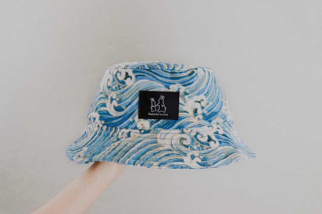 海波浪系列渔夫帽 - 帽子 - 棉．麻 蓝色