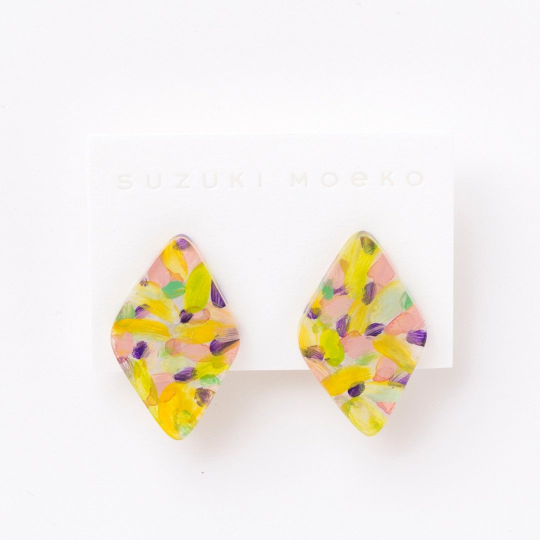 earrings (夾式) - 耳环/耳夹 - 压克力 黄色