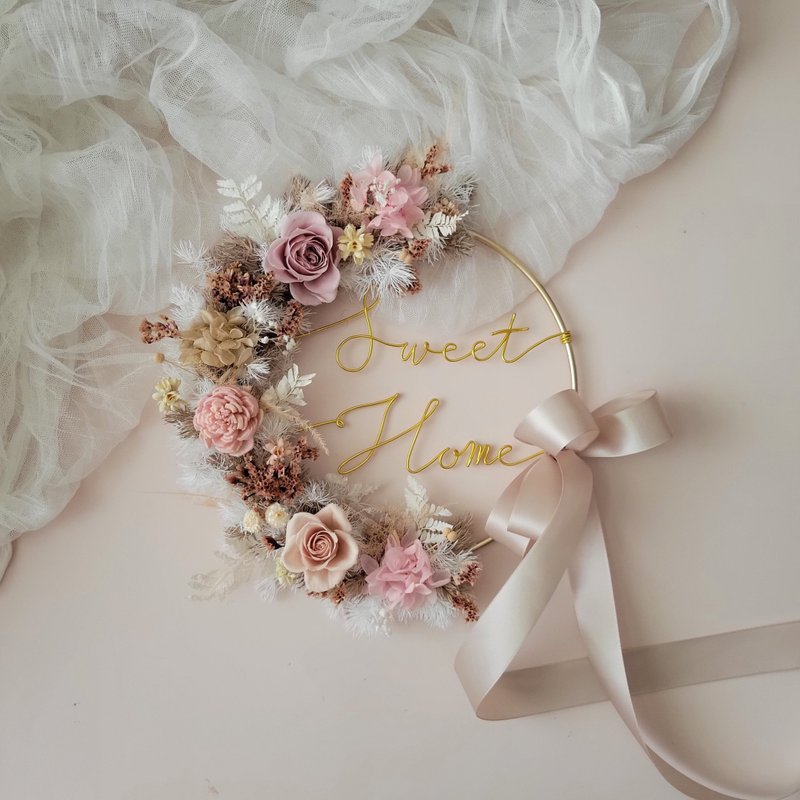 文字金属花圈 | 约30cm 春樱 - 墙贴/壁贴 - 植物．花 粉红色