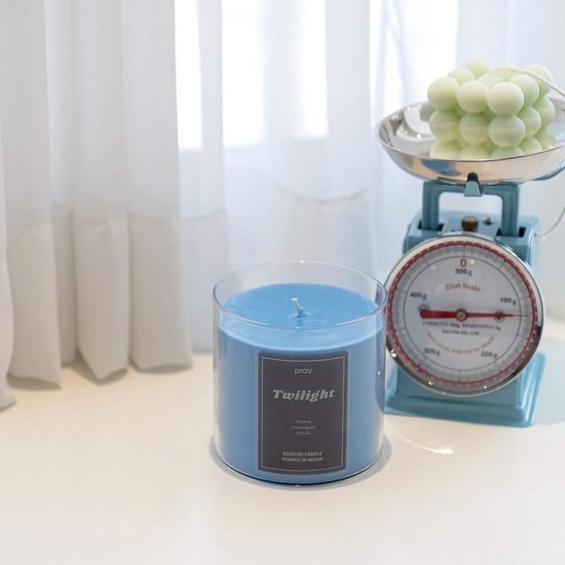 【韩国 PRAY】经典天然大豆蜡烛-桃花鼠尾草  /两款容量 - 蜡烛/烛台 - 玻璃 蓝色