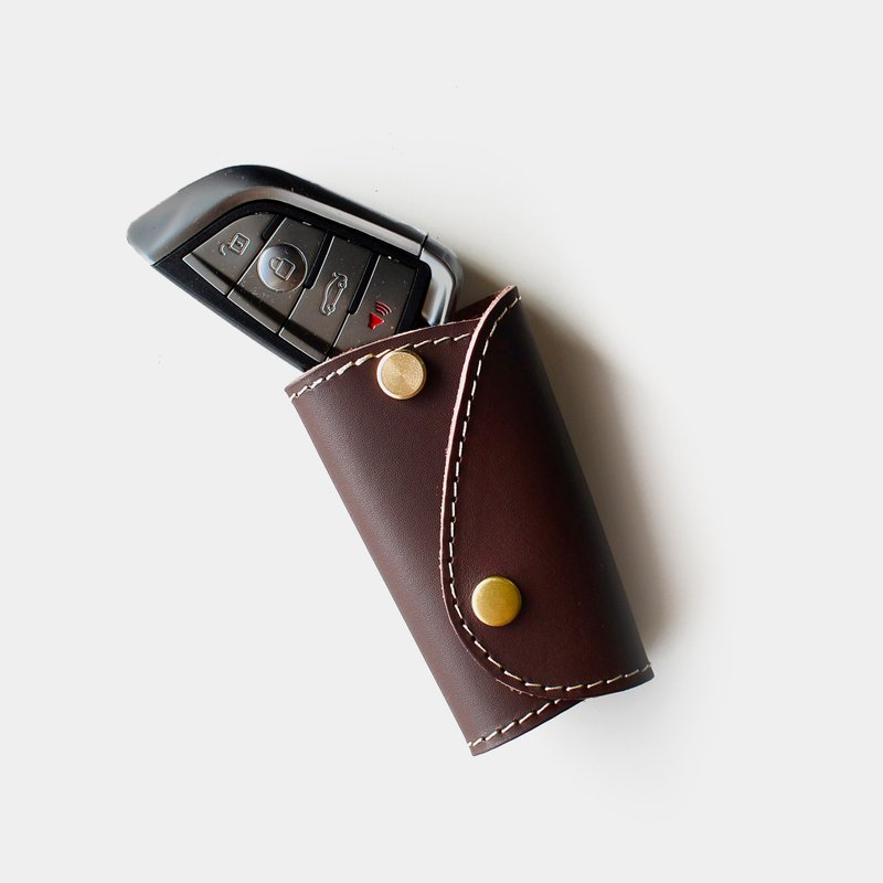 【车的燕尾服】植鞣牛皮 汽车钥匙包 咖啡色皮革 打印刻字 定制化 - 钥匙链/钥匙包 - 真皮 咖啡色