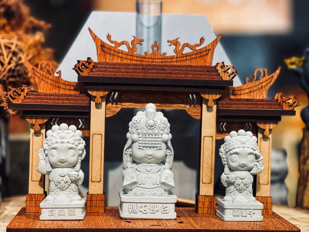 千里眼将军 顺风耳将军 - 摆饰 - 水泥 灰色