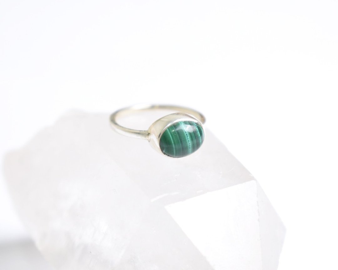 Malachite Silver ring - 戒指 - 石头 绿色
