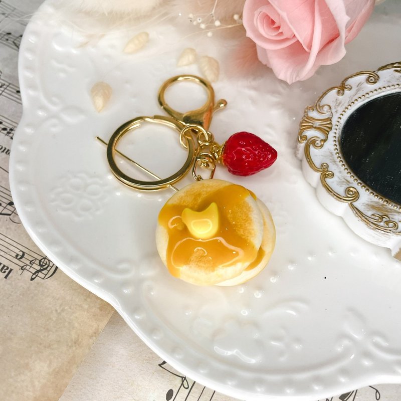 【花屋甜品】奶油松饼 草莓 樱花 钥匙圈 - 钥匙链/钥匙包 - 其他材质 