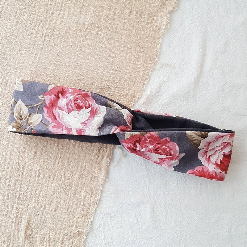 晨光 韩国布 交叉发带 - 发带/发箍 - 棉．麻 蓝色