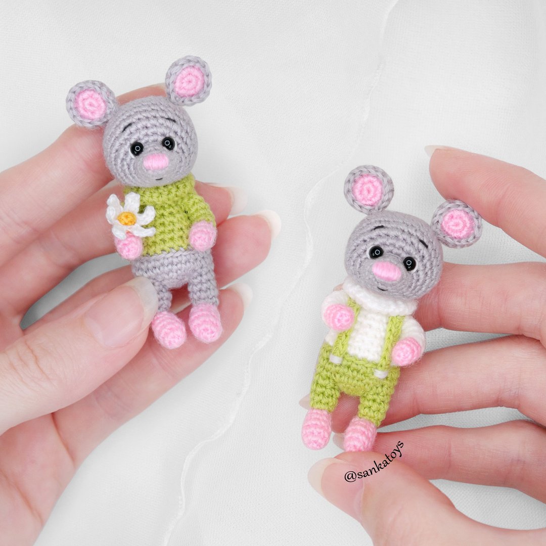 Crochet pattern Mini mouse, PDF Digital Download, DIY micro mice - 手工艺教程/工具书 - 其他材质 