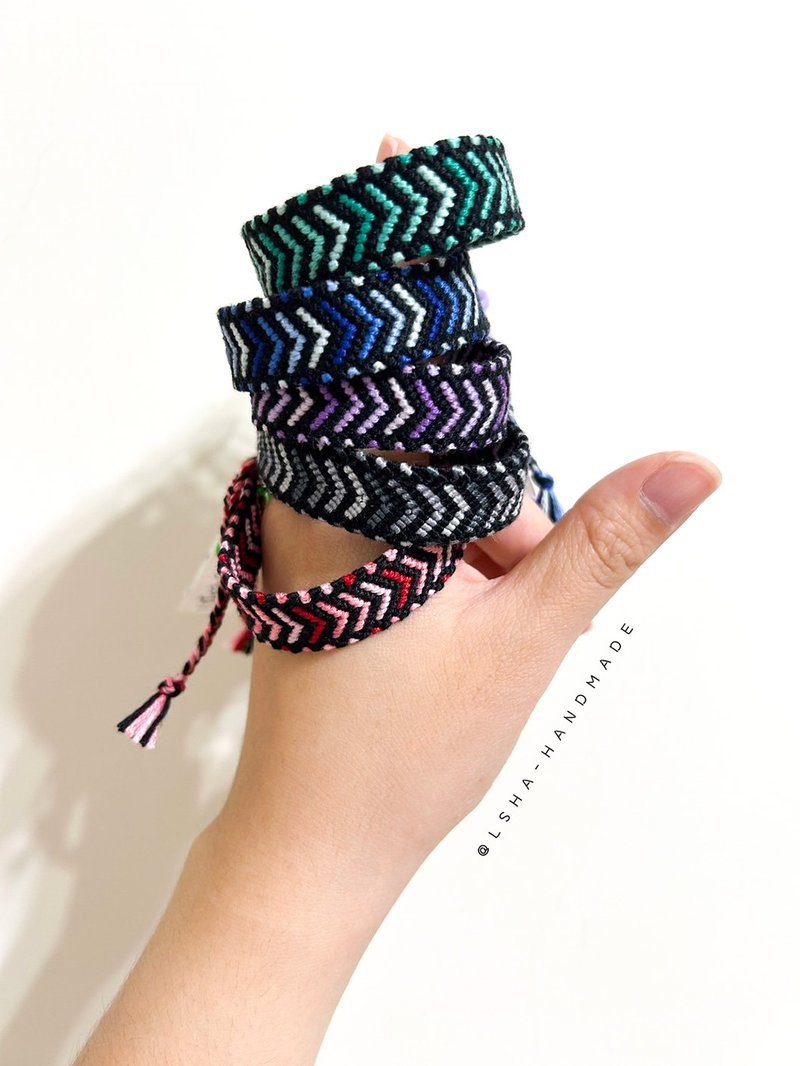 【LSHA】手作编织 友谊手环 Friendship Bracelets(夜霓虹) - 手链/手环 - 棉．麻 