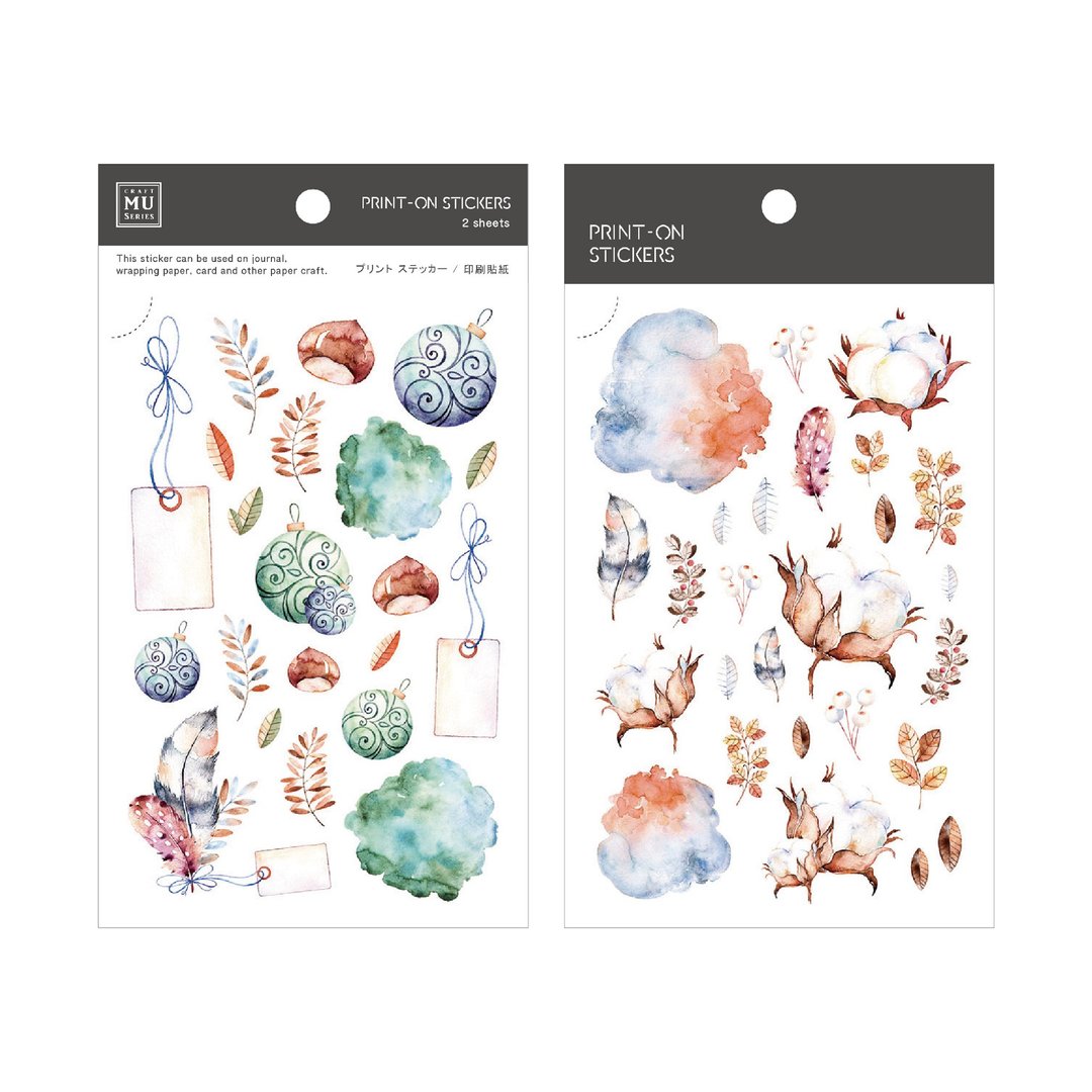【Print-On Stickers 转印贴纸】no.43-秋日青鸟 | 花草系列 - 贴纸 - 其他材质 咖啡色