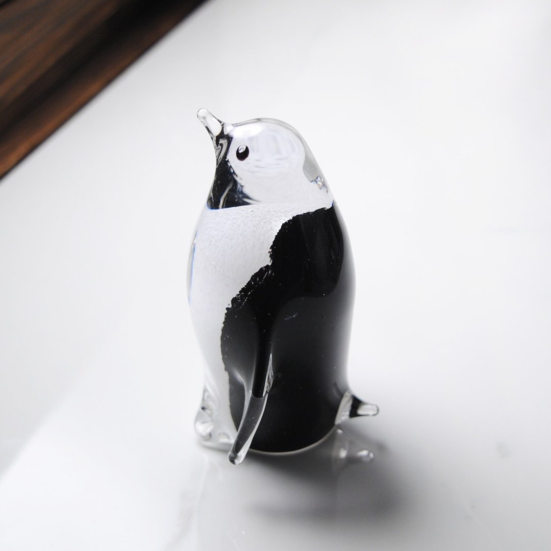 10cm【南极企鹅】Penguin 玻璃企鹅 (1只) 企鹅控礼物 - 摆饰 - 玻璃 黑色