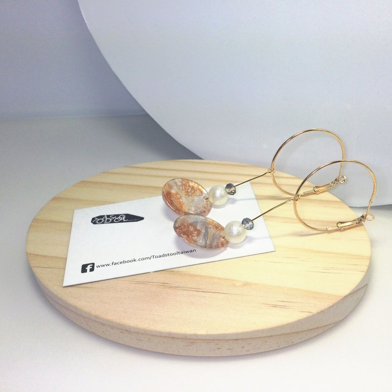 魔镜时光之跃动系列-晨曦(耳针式耳环)垂坠款/几何/圆圈/手工彩绘 - 耳环/耳夹 - 其他金属 金色