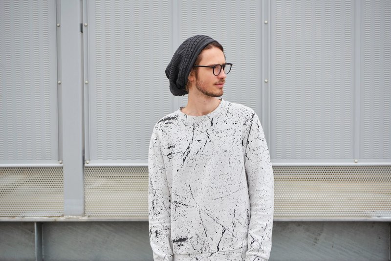 100% 纯棉针织松垮帽，夏季宽大钩织针织帽 - 帽子 - 棉．麻 黑色