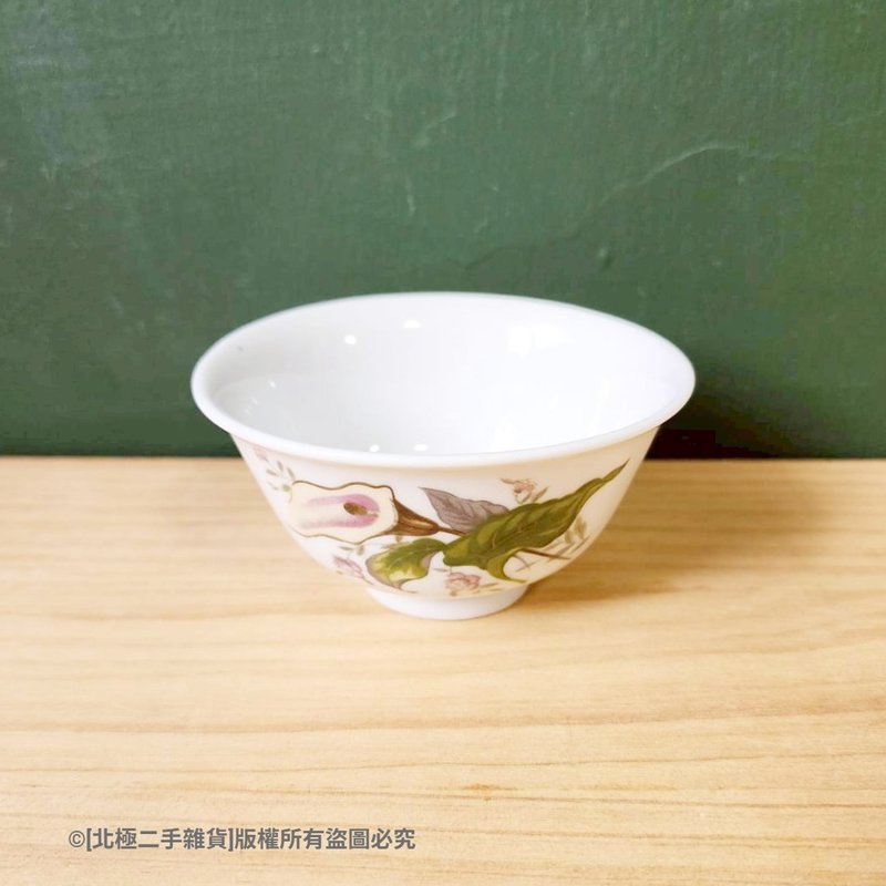 【北极二手杂货】早期古早盘 早期 大同瓷器 海芋花卉点心陶碗 - 碗 - 瓷 白色