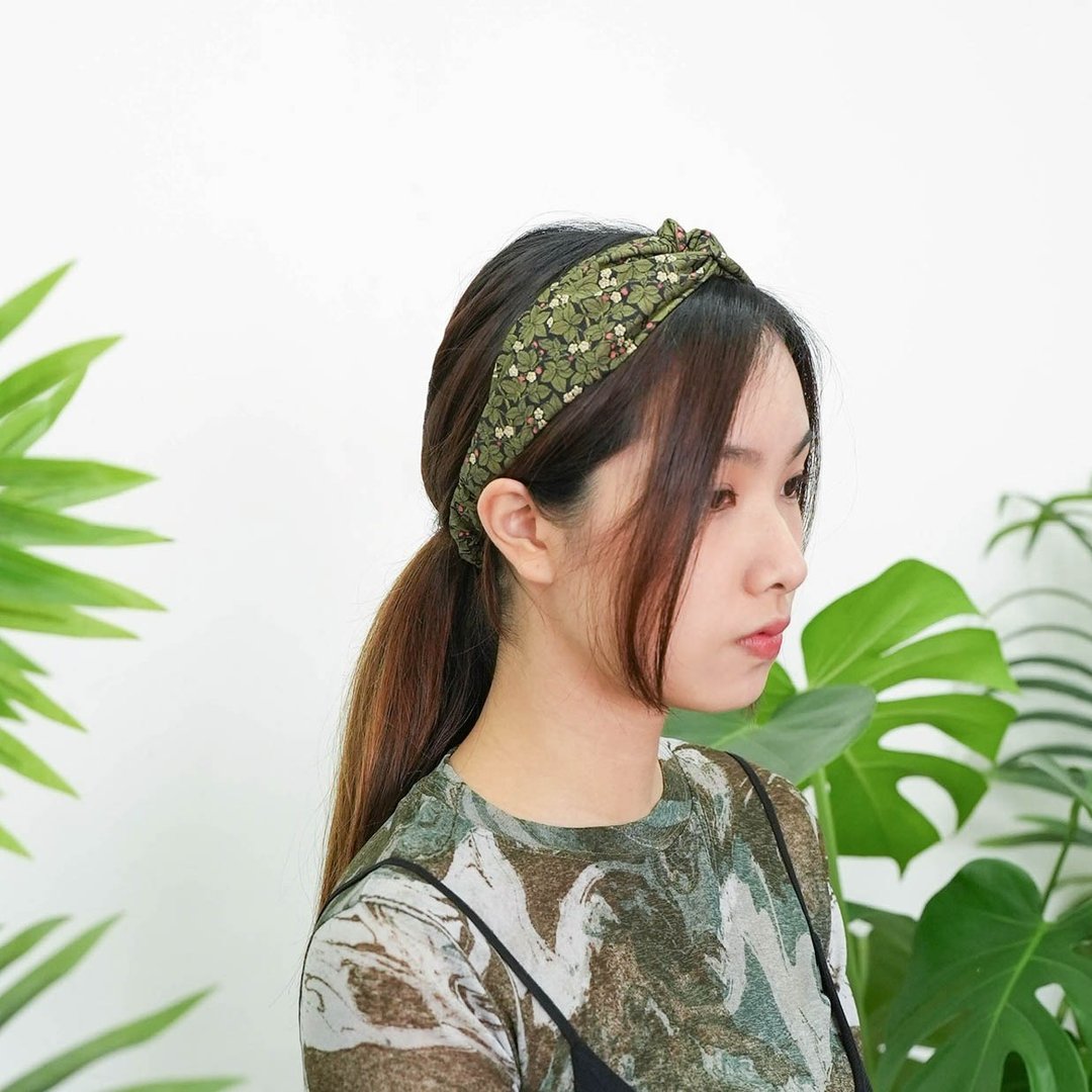 手工发带 / 庭园风格 / 冬日绿叶 / 绿色 / 女装 - 发饰 - 棉．麻 绿色