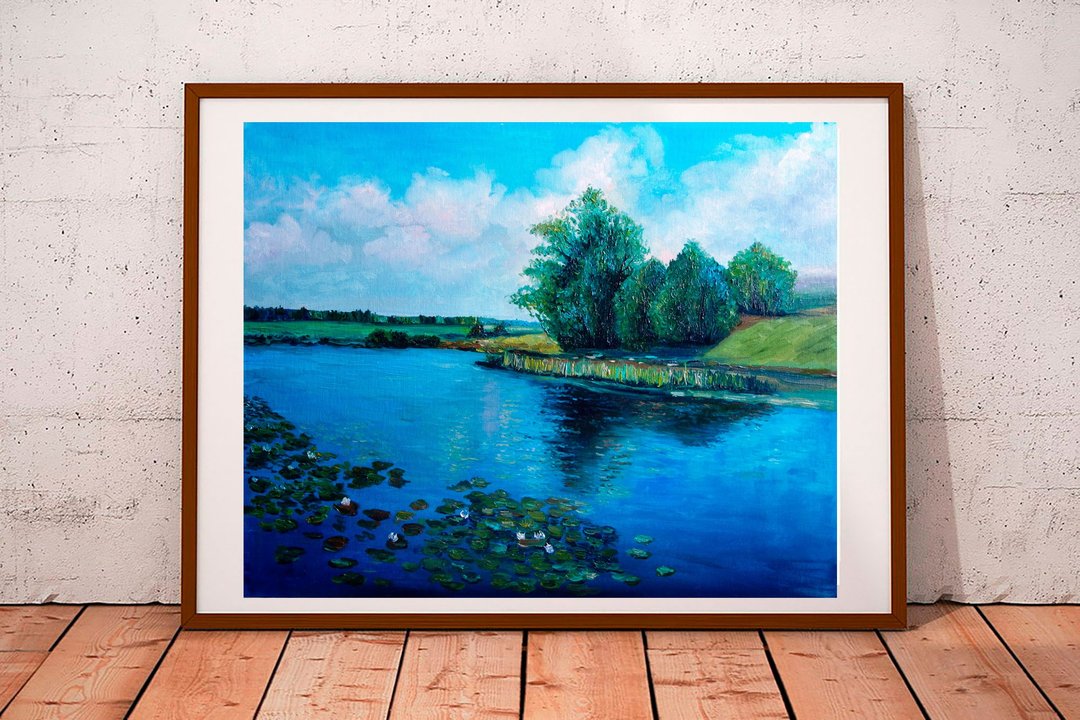 Forest Lake Painting Oil Original Art Landscape 油畫原作 Artwork Canvas Art - 海报/装饰画/版画 - 颜料 多色
