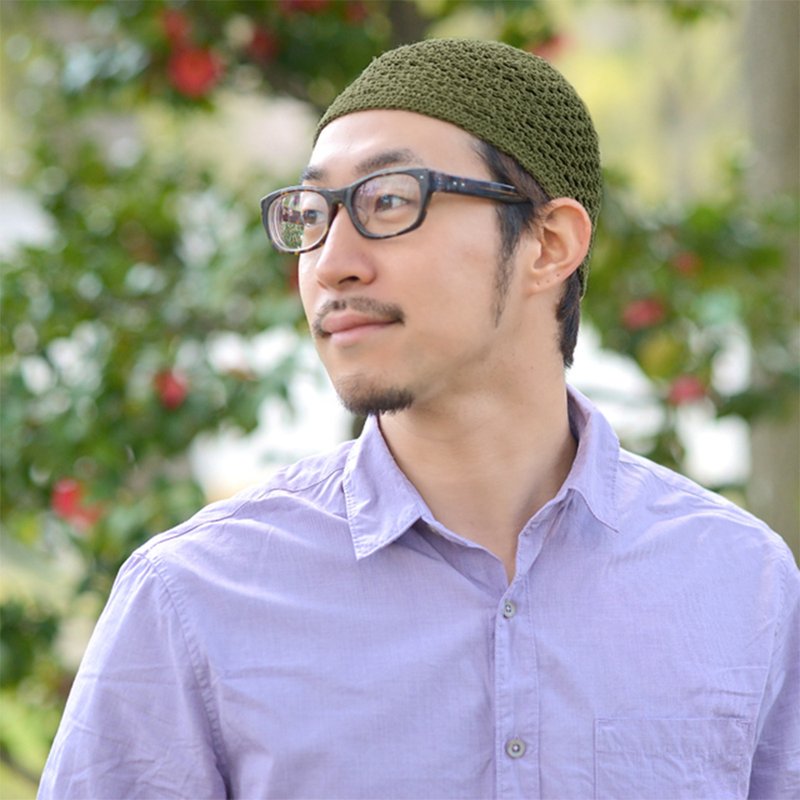 100% 纯棉头巾帽，穆斯林祈祷帽，女性简约帽 - 帽子 - 棉．麻 卡其色