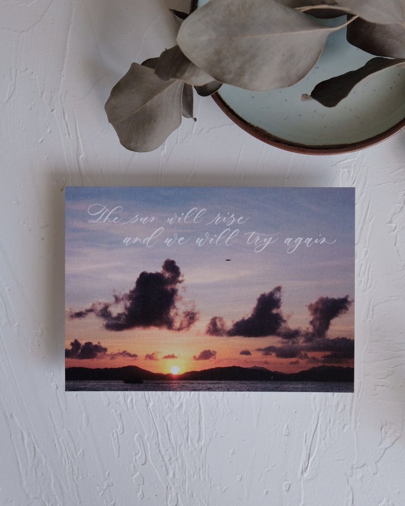 cottontail // The sun will rise // 西洋书法日落写真明信片 - 卡片/明信片 - 纸 蓝色
