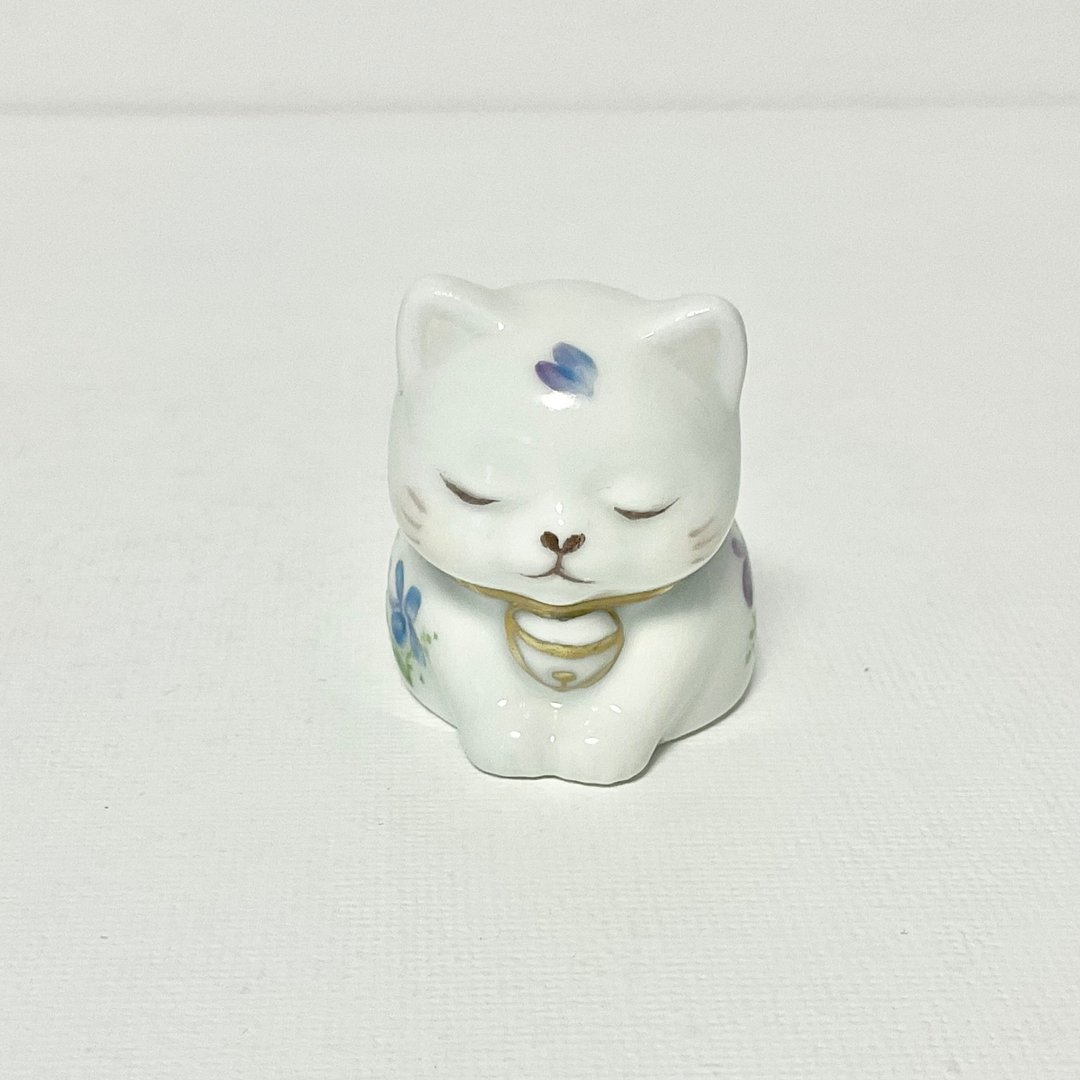 紫罗兰鞠躬猫 - 摆饰 - 瓷 白色