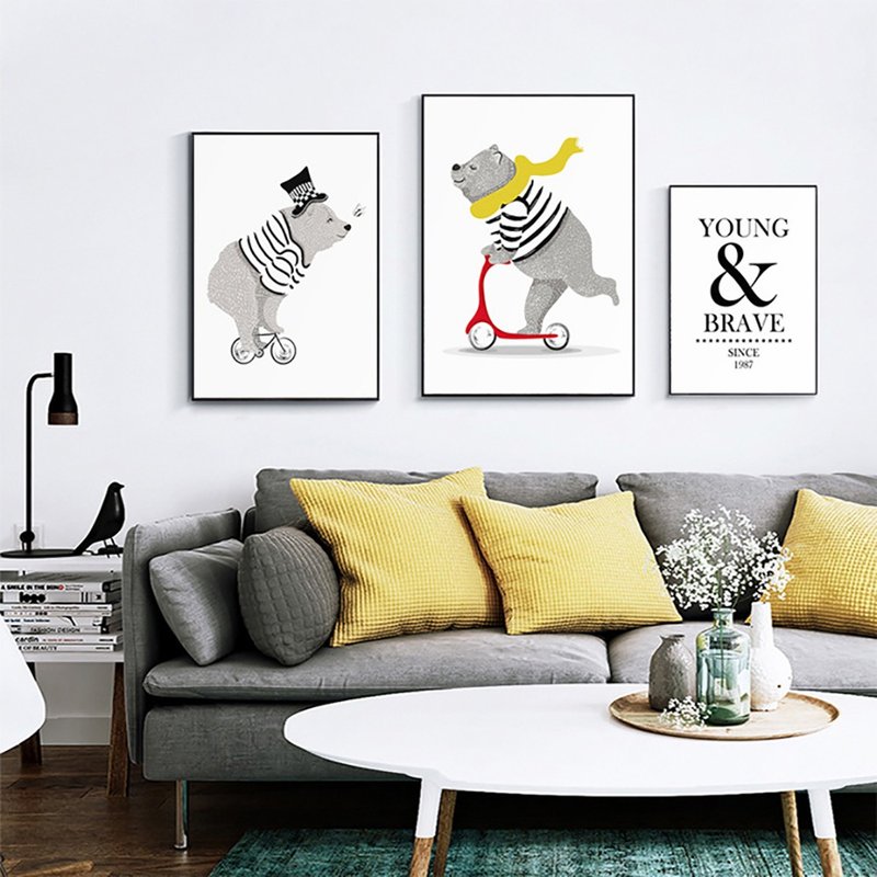 young熊_挂画_动物系列_台湾制造 两个工作天快速出货 - 海报/装饰画/版画 - 棉．麻 黑色