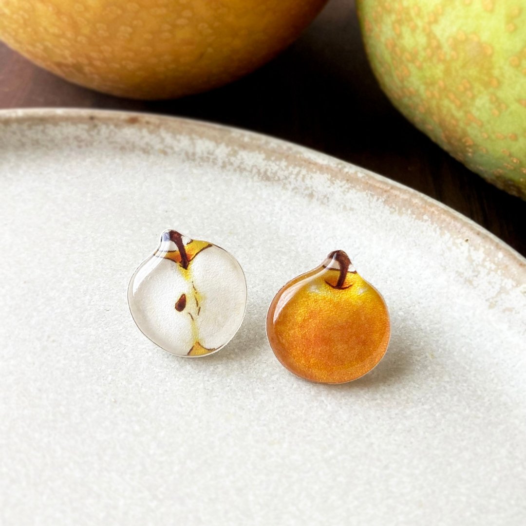 Pears earring pear Clip-On - 耳环/耳夹 - 塑料 橘色