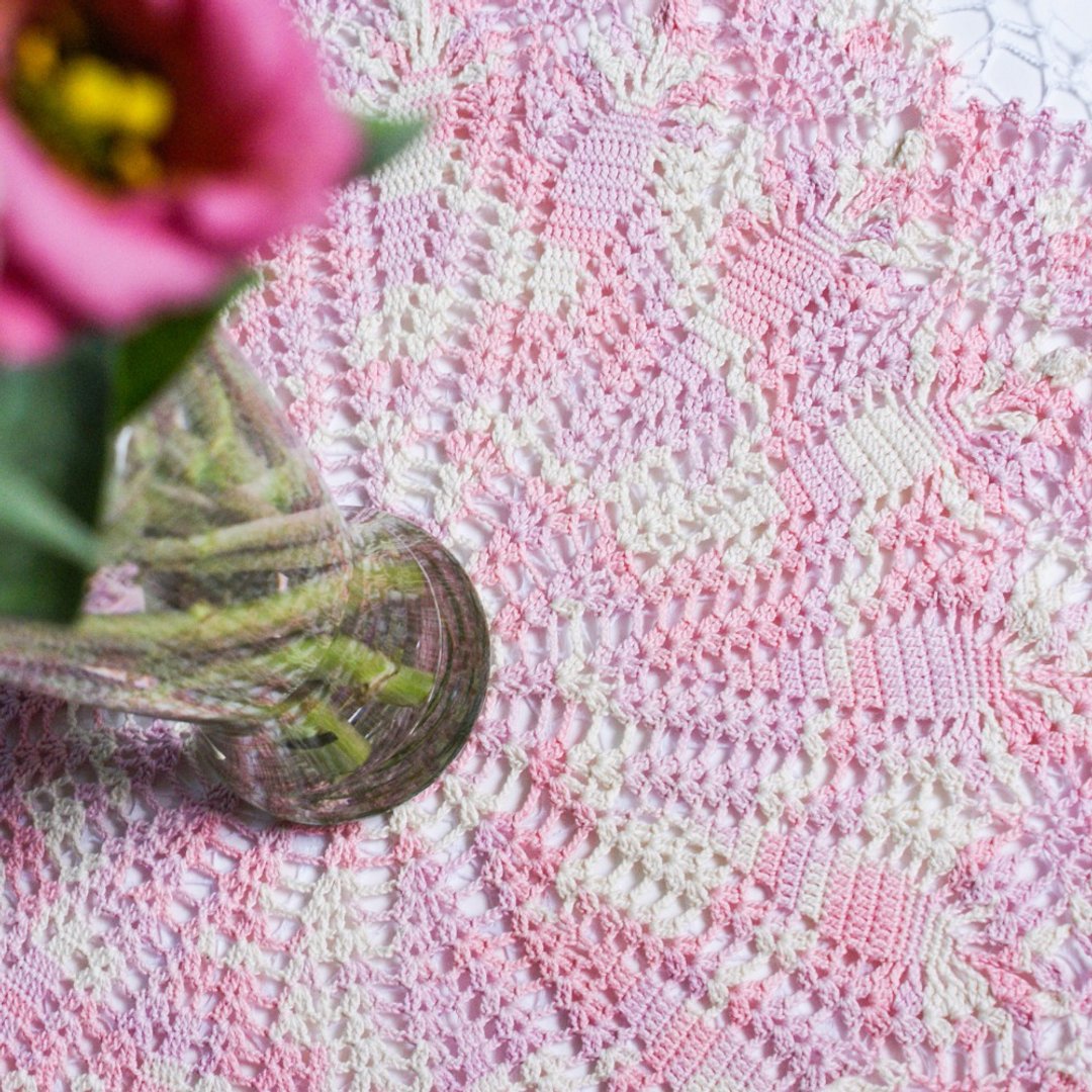 Light pink round placemat for dining decor Round table top decor Cotton coaster - 餐垫/桌巾 - 棉 粉红色