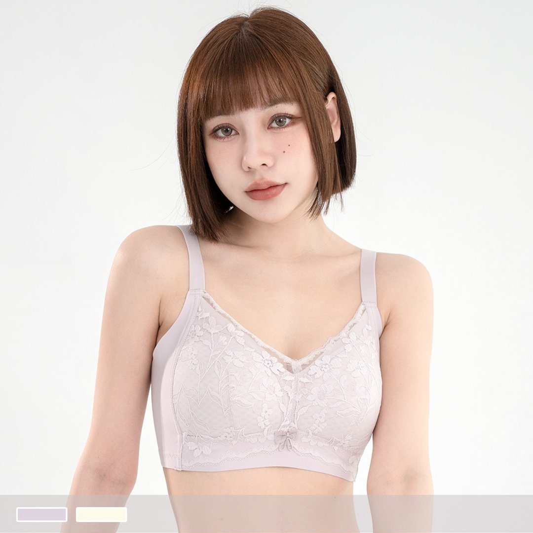 Pink Lady无钢圈 D-F罩杯 奶香花丛 莫代尔无痕 超薄透气衬垫内衣 - 女士内衣裤 - 尼龙 紫色