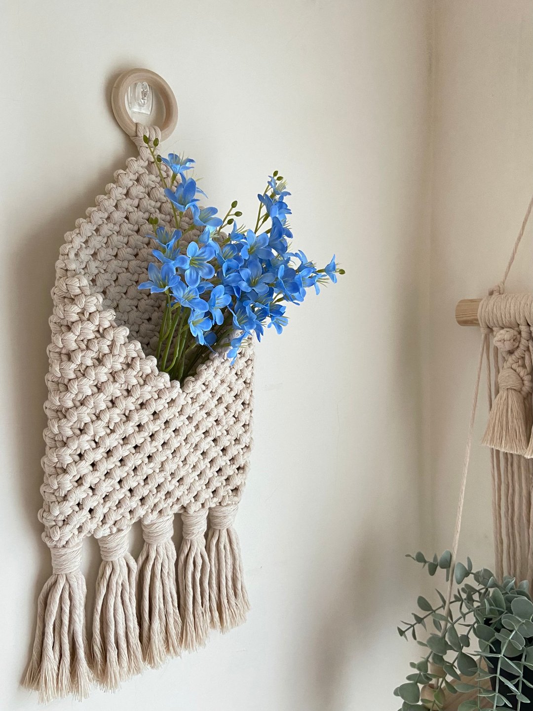 Macrame 手工编织收纳袋收纳包 - 摆饰 - 棉 