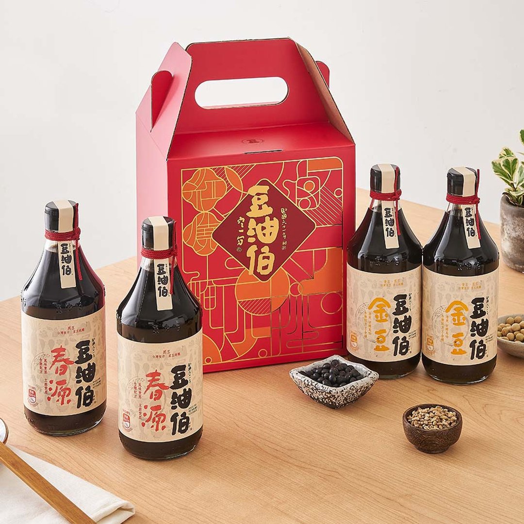 【豆油伯】热销酱油窗花礼盒四入组(礼盒随机不挑色) - 酱料/调味料 - 玻璃 