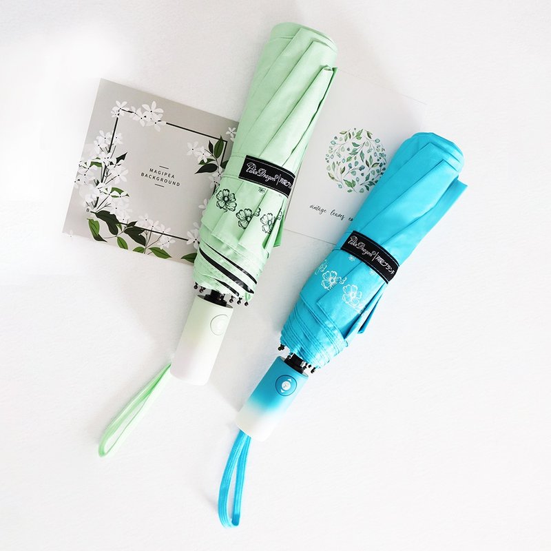 双龙蝶舞轻量黑胶自动伞/防晒阳伞折伞防风雨伞(天空蓝) - 雨伞/雨衣 - 防水材质 蓝色