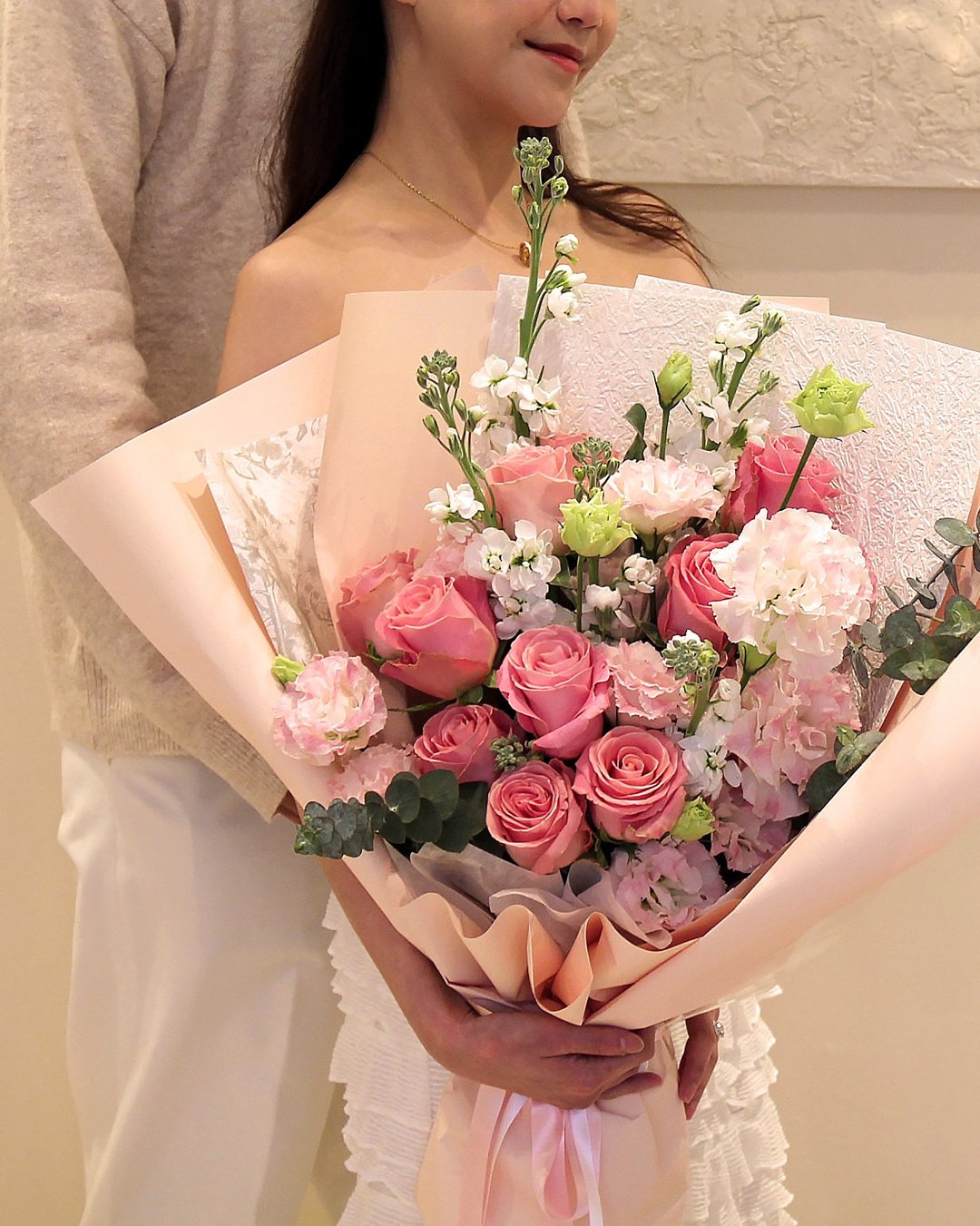 Love Story  奢华粉红玫瑰花束 (大) 情人节送礼推荐 - 干燥花/捧花 - 植物．花 