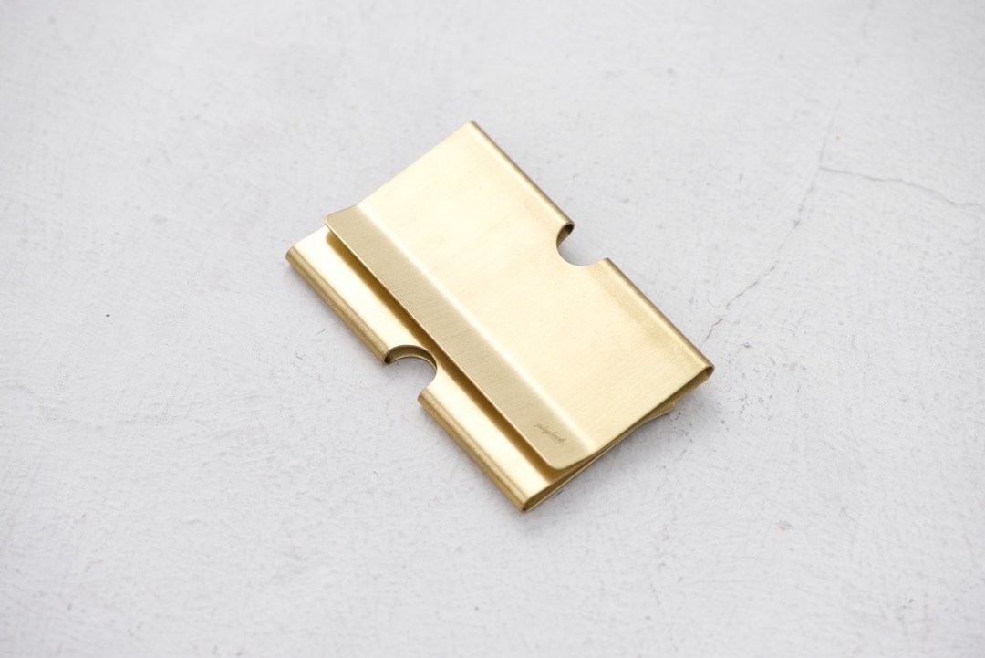 Card Clip 黄铜双层名片夹－原色 免费刻字 - 名片夹/名片盒 - 其他金属 金色