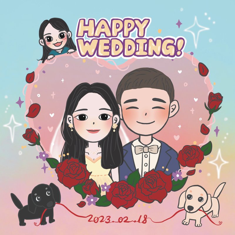 婚礼似颜绘 电子档 人像插画 电绘。行帆 - 卡片/明信片 - 其他材质 