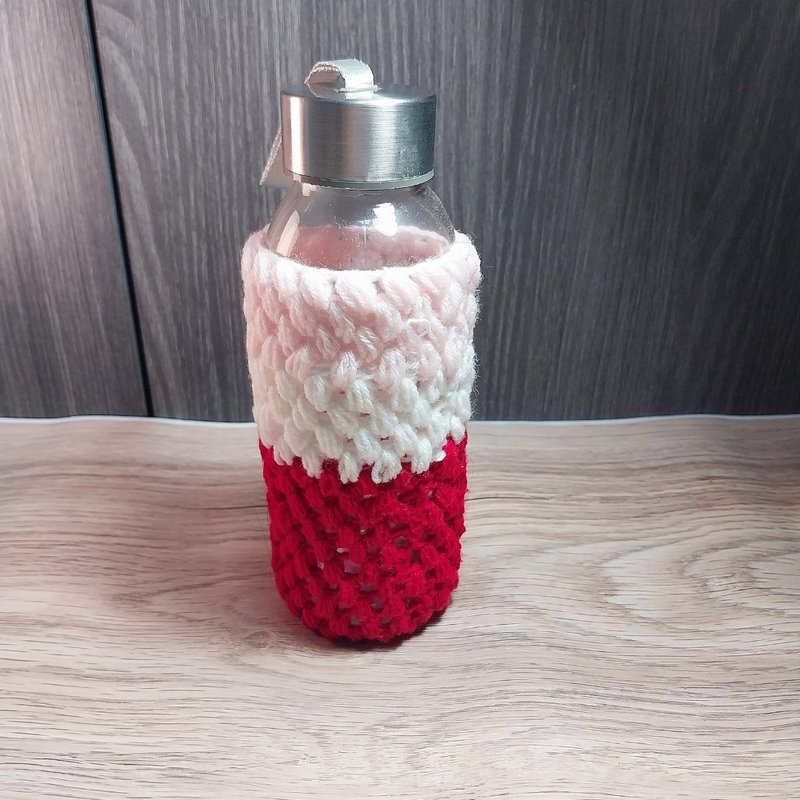 cover bottle pink, red and white yarn crochet handmade - 其他 - 其他材质 粉红色