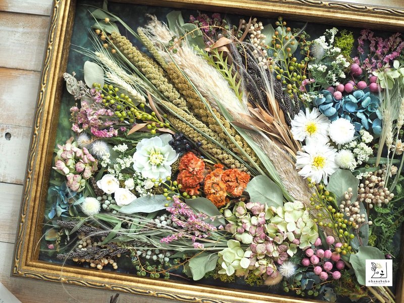 岛屿花束 永生花水彩复合媒材画框 大尺寸 祝贺礼/店铺装饰 - 干燥花/捧花 - 植物．花 绿色