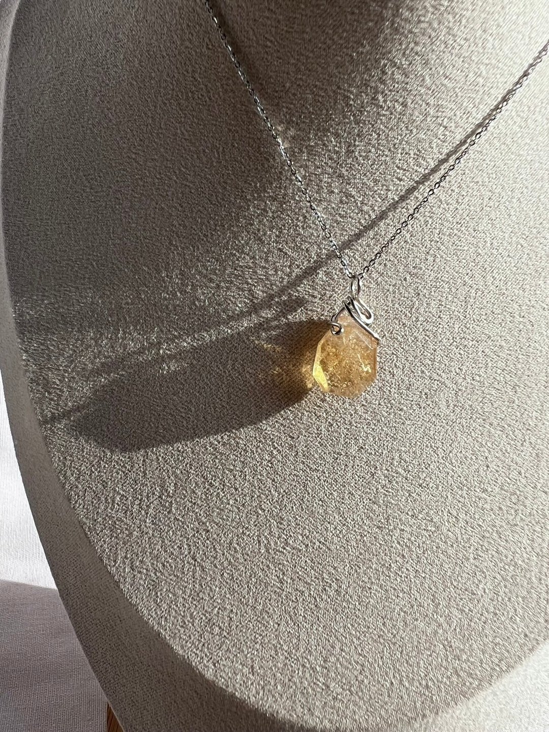 黄水晶简约金属编织_项链_不锈钢链_森系饰品_天然石_矿石_铜镀92 - 项链 - 水晶 