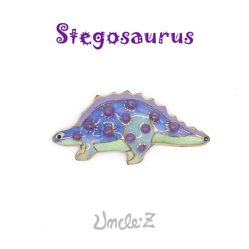 恐龙-剑龙A-的七宝烧胸针 - 徽章/别针 - 其他金属 紫色