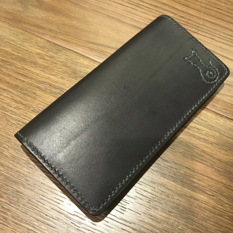 纯手工客制皮革长夹附拉链零钱包(免费印字，绣字） - 皮夹/钱包 - 真皮 多色