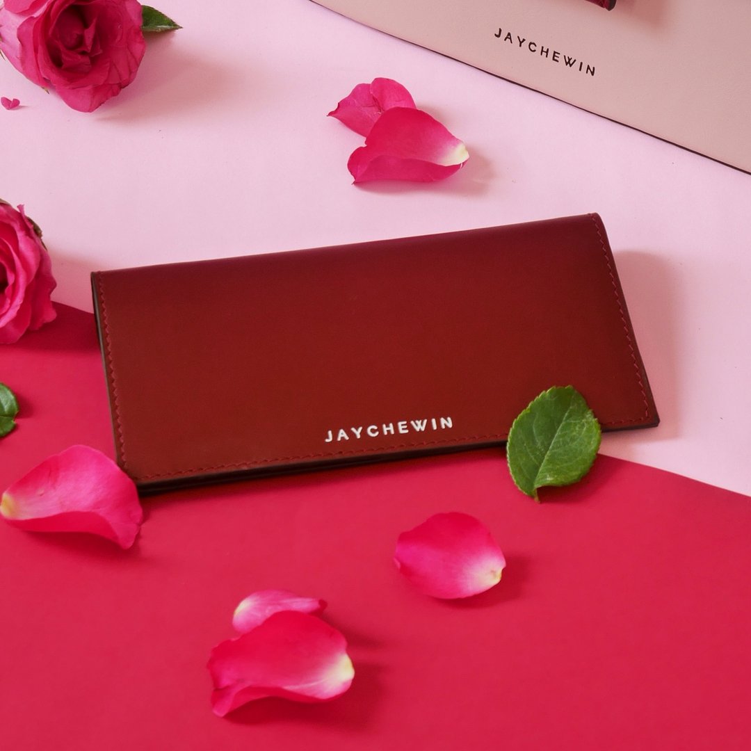 钱包真皮长夹钱包 / Long Flat Wallet / Burgundy Red - 皮夹/钱包 - 真皮 红色