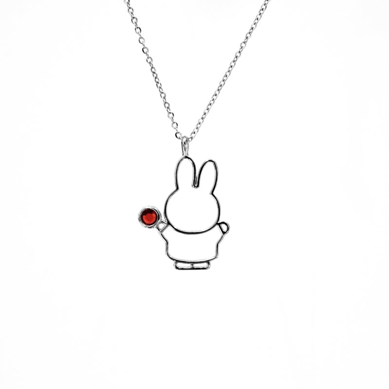 【Pinkoi x miffy】Miffy 红宝石水晶项链 | 七月诞生石 - 项链 - 水晶 红色