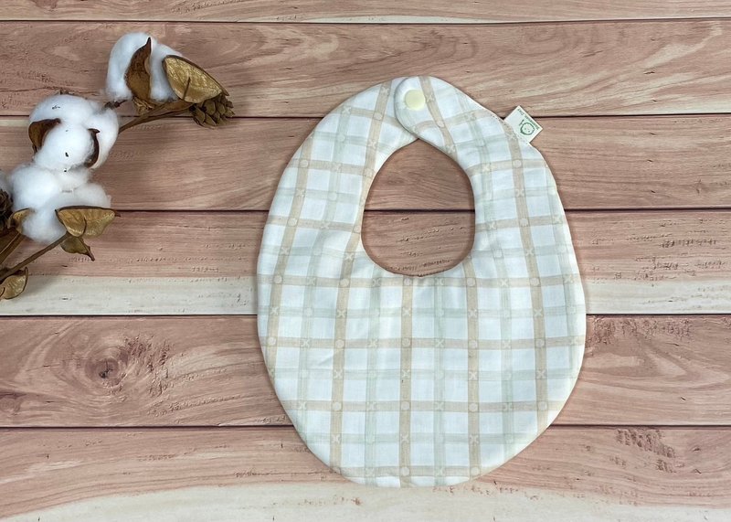 八层纱围兜-粉嫩格纹 - 围嘴/口水巾 - 棉．麻 白色