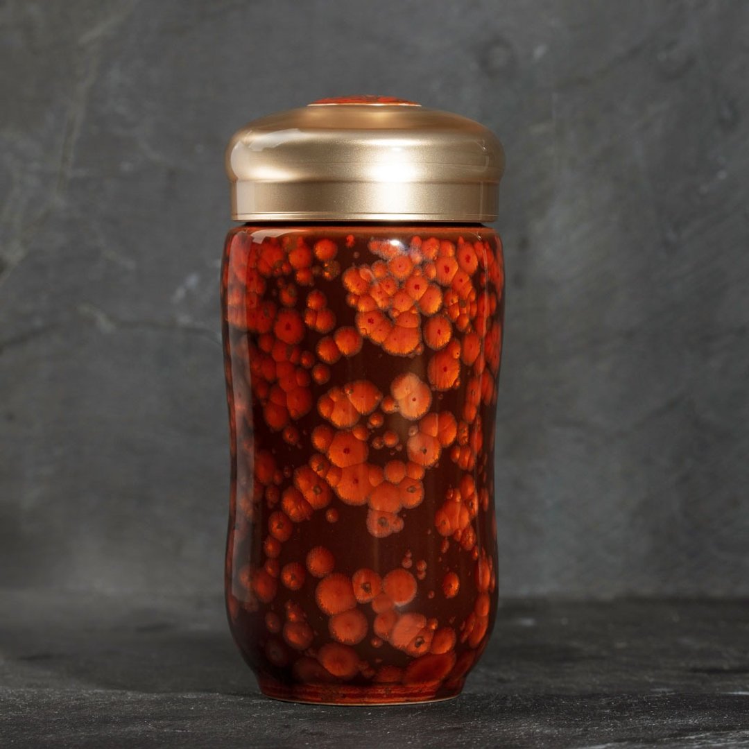幸福曲线随身杯 / 中 / 单层 / 曜变铁花红 360ml - 水瓶/水壶 - 瓷 红色