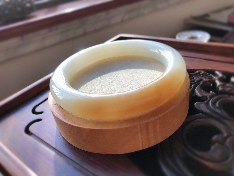 天然糖料和田玉手镯 老坑料糖白玉镯 圈口62 平安喜乐 顺遂无忧 - 手链/手环 - 玉石 