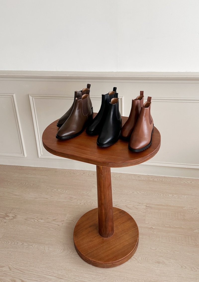 3.0 牛皮切尔西短靴-刷色咖/刷色棕/素黑 - 女款短靴 - 真皮 黑色