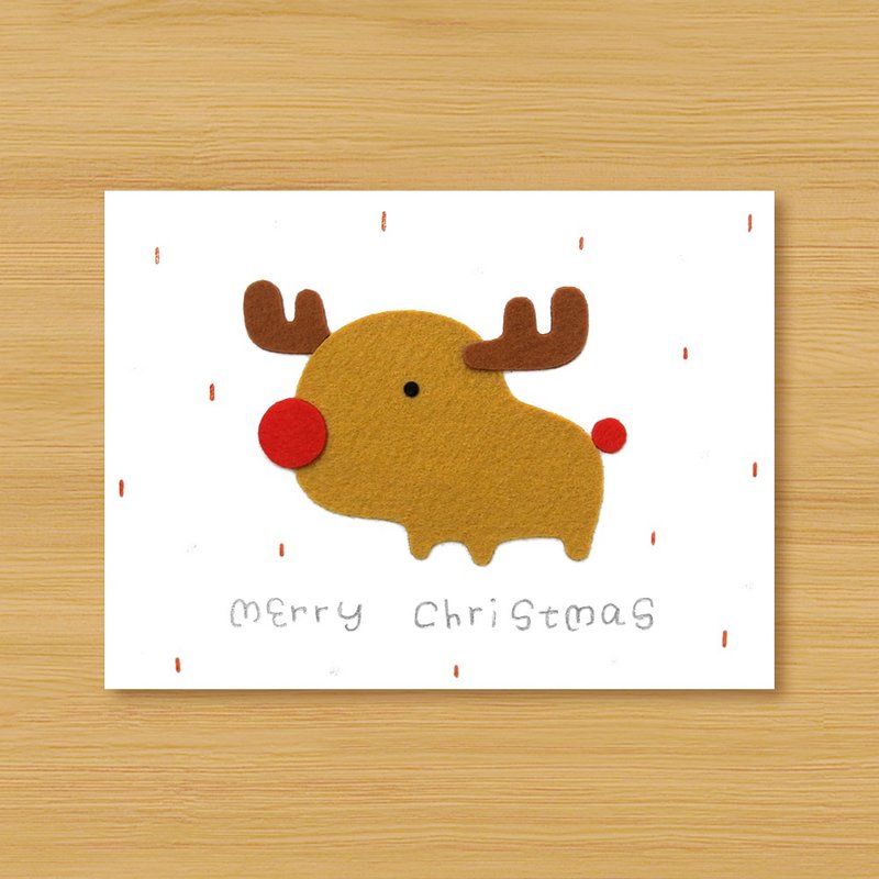 手工卡片 _ 宇宙可爱呆呆小糜鹿 - 卡片/明信片 - 纸 咖啡色