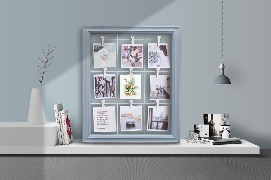 Galaxy Photo clip frame wall hang photos gallery dark gray color - 画框/相框 - 木头 蓝色